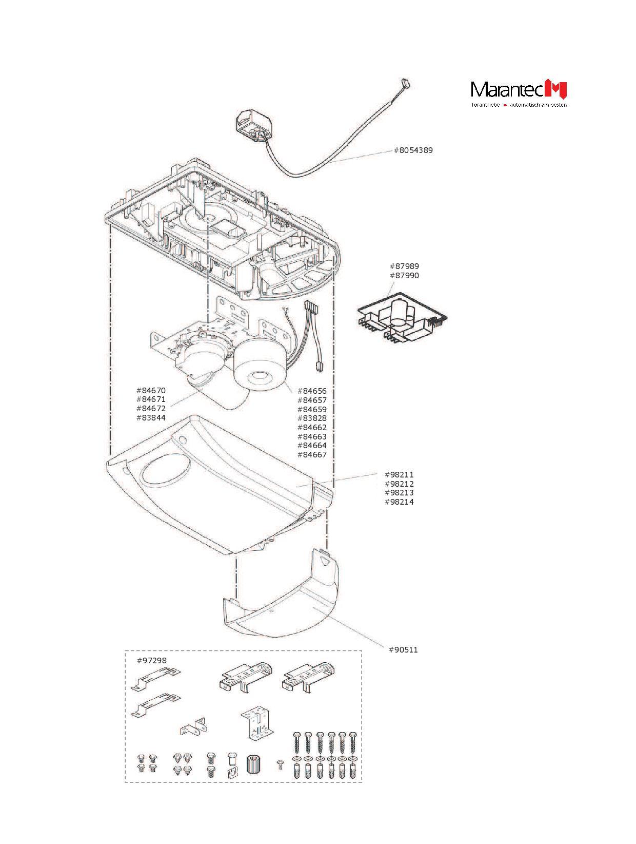 Marantec Antriebshaube, Artikel Nr. 98214 für den Garagentorantrieb ​Comfort 250.2 speed, mit Beleuchtungsblende