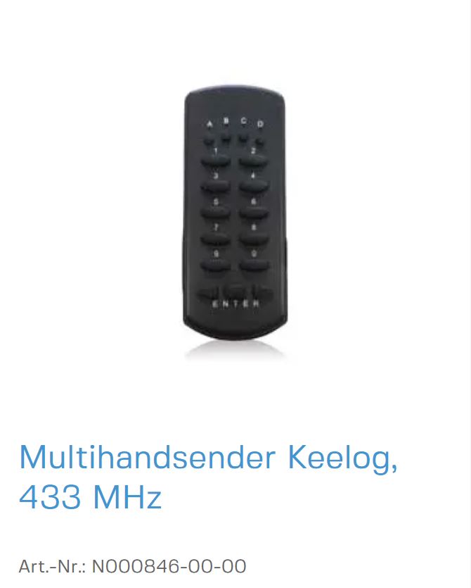 Normstahl, N000846-00-00 Multihandsender Keelog, 433 MHz unabhängige Bedienung von mehreren Antrieben - bis zu 999 Kanälen