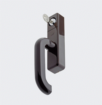 Schüco Fenstergriff (Getriebe-Handhebel) abschließbar Rechts Braun / Schüco Riegelstangenbeschlag, 21458000