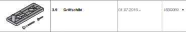Hörmann Griffschild, Doppelgaragen Schwingtor N 500, 4600069