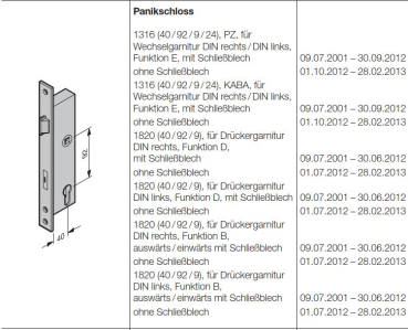 Hörmann Panikschloss 40-92-9 mit Panikfunktion E-RZ für Neben-und Schlupftür selbstverriegelnd mit Falle und Riegel für Industrie Tore der Baureihe 50, 3095119