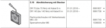 Hörmann Abrollsicherung mit Stecker DR 70 (bis 70 Nm) HG 75 TD, 8991807