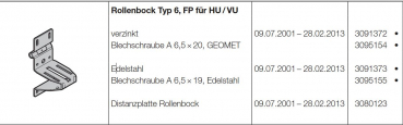 Hörmann Rollenbock Typ 6 FP für HU VU Industrie-Baureihe 30-40-50, 3091372