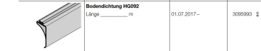 Hörmann Bodendichtung HG092, Baureihe 30, 40, LPU 67 Thermo (Privat Tore), 3059993