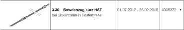 Hörmann Bowdenzug kurz HST,  Seiten-Sektionaltor, 4005372