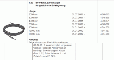 Hörmann Bowdenzug mit Kugel für gesicherte Entriegelung Industrieantriebe WA 400 ITO 400, , 4546615, 4546386, 4546391, 4546392, 4544566, 4544567, 4544568