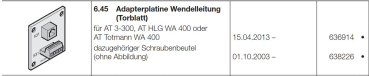 Hörmann zugehöriger Schraubenbeutel ohne Abbildung für 420 R, 445 R B455R, 638226