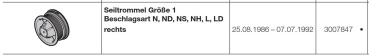 Hörmann Seiltrommel Größe-1-Beschlagsart N, ND, NS, NH, L, LD rechts-für Industrietore der Baureihe 20-30, 3007847