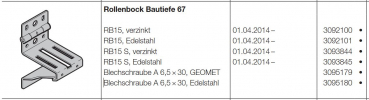 Hörmann Rollenbock Bautiefe 67 für Industrie-Baureihe 50 RB15 S verzinkt, 3093844