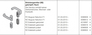 Hörmann Drückergarnitur (92) gekröpft flach Edelstahl gebürstet Baureihe 30-40-50-60, 4016897