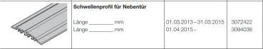 Hörmann Schwellenprofil für Nebentür Beschlagsteile für Türen der Baureihe 50-60, 3094036