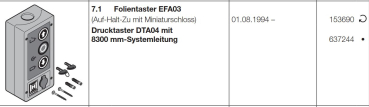 Hörmann Drucktaster DTA04 mit 8300 mm-Systemleitung, 153690, 637244 8300 mm-Systemleitung, 153690, 637244