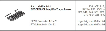 Hörmann Griffschild N80 / F80 / Schlupftür-Tor, schwarz, 1745000
