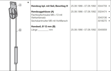 Hörmann Handzug kpl. mit Seil Torbeschlag H für Baureihe 20, 30 und 40 (Privat), 3044759