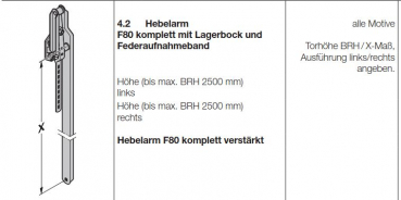 Hörmann Hebelarm F80 komplett für die Torhöhe 2250 mm von innen gesehen rechts, 1249562