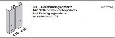 Hörmann Hebelarm-Eingreifschutz Set, Schwingtore  N80 / F80 / EcoStar / Schlupftürtor, 1248030