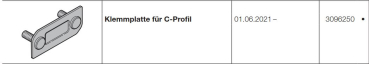 Hörmann Klemmplatte für C-Profil Baureihe 60, 3096250