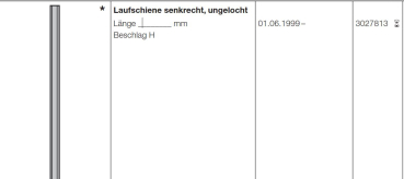 Hörmann Laufschiene senkrecht, ungelocht für die Baureihe 40, 3027813