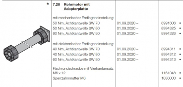 Hörmann Rohrmotor 50 Nm, Achtkantwelle SW 80 für Garagen-Rolltor RollMatic T, 8994325