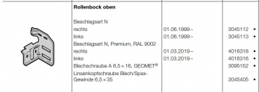 Hörmann Rollenbock Typ 4, Beschlag N, links, Baureihe 30, 40, 3045113