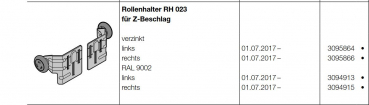 Hörmann Rollenhalter RH 023, für Z Beschlag, links, Baureihe 40, LPU 67 Thermo, 3095864
