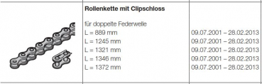 Hörmann Rollenkette mit Clip-Schloss für doppelte Federwelle L = 1321 mm für die Industrietor Baureihe 20-30-40, 3044622