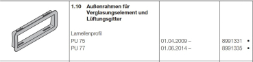 Hörmann Außenrahmen für Verglasungselement und Lüftungsgitter PU 75, 8991331