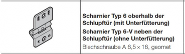 Hörmann Scharnier Typ 6-V neben der Schlupftür (ohne Unterfütterung), 3042457