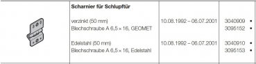 Hörmann Scharnier für die Schlupftür (50 mm) verzinkt für Baureihe 40 und Industrie-Baureihe 30-40 und 50, 3040909