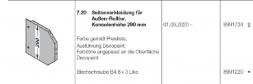 Hörmann Seitenverkleidung, Konsolenhöhe 290 mm RollMatic, 8991724