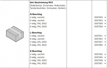 Hörmann Set: Nachrüstung RC2, Baureihe 40, 4-teilig, verzinkt, LPU 67 Thermo, Z-Beschlag (Privat Tore), 3097952