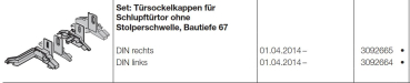 Hörmann Set Türsockelkappen für Schlupftürtor ohne Stolperschwelle Bautiefe 67 DIN rechts Zubehör für Torglieder der Baureihe 50, 3092665