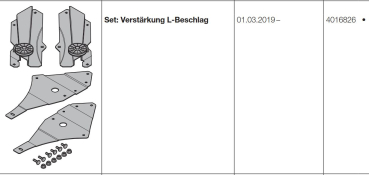 Hörmann Set: Verstärkung L-Beschlag (von innen gesehen) für Baureihe 40, 4016826