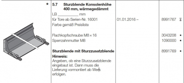 Hörmann Sturzblende mit Sturzzusatzblende wärmegedämmt HG 75 TD, 8991769