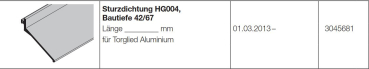 Hörmann Zubehör für Torglieder Ersatzteile für die Industrietor Baureihe 40-50 Sturzdichtung HG004 Bautiefe 42-67, 3045681