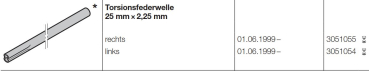 Hörmann Torsionsfederwelle 25 mm x 2,25 mm Ausführung links (von innen gesehen), Preis je m. für Baureihe 40, 3051055
