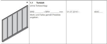 Hörmann Türblatt für Doppelgaragen-Schwingtor N 500, 4640