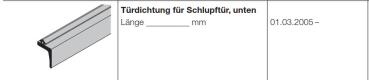 Hörmann Türdichtung HG 039, Schlupftür unten der Baureihe 40, 3064281