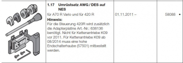 Hörmann Ersatzteile für Roll-und Rolltorantriebe:  Umrüstsatz AWG/DES auf NES für A70 R Vario  und für 420 R, 58088