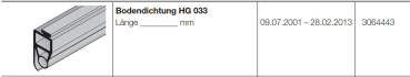 Hörmann Ersatzteil für die Industrietor der Baureihe 40 Bodendichtung HG 033, 3064443