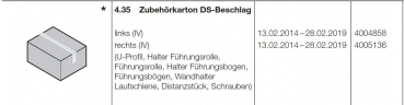 Hörmann Zubehörkarton DS-Beschlag, rechts, (IV) (HST42) BR10, Seiten-Sektionaltor, 4005136