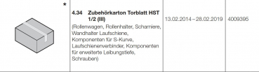 Hörmann Zubehörkarton Torblatt HST 1/2 (III) (HST 42) BR10, Seiten-Sektionaltor, 4009395