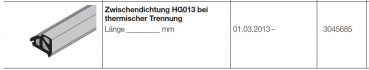 Hörmann Zwischendichtung HG013 bei thermischer Trennung Zubehör für Torglieder Ersatzteile für die Industrietor Baureihe 40-50, 3045685