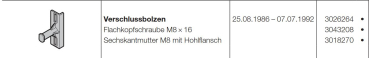 Hörmann Verschlussbolzen für Industrietore der Baureihe 20, 30, 40, 50, 60, 3026264