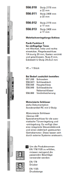 Jansen-Economy 60 RC Türen Mehrfachverriegelungs-Schloss, Panik-Funktion E, einflügelig, Stulp 2400 mm ø 17 mm, Artikelnummer 556.013