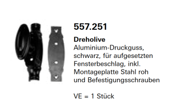 Jansen Janisol Arte 2.0 Dreholive, Aluminium-Druckguss, schwarz, für aufgesetzten Fensterbeschlag, Artikel Nr. 557.251