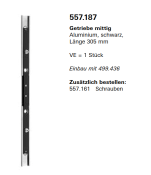 Jansen Janisol Arte 2.0, Getriebe mittig, Aluminium, schwarz, Länge 305 mm, Artikel Nr. 557.187