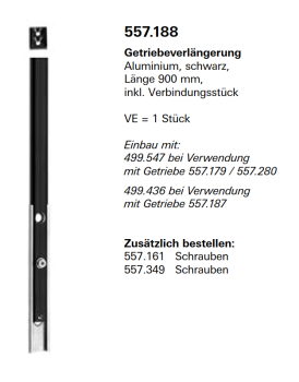 Jansen Janisol Arte 2.0, Getriebeverlängerung Aluminium, schwarz, Länge 900 mm, Artikel Nr. 557.188