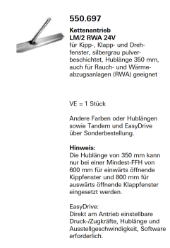 Jansen Janisol Arte 2.0 Kettenantrieb, LM/2 RWA 24V, für Kipp-, Klapp- und Drehfenster, Artikel Nr.550.697