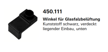 Jansen Janisol Arte 2.0, Winkel für Glasfalzbelüftung unten Kunststoff schwarz, 450.111